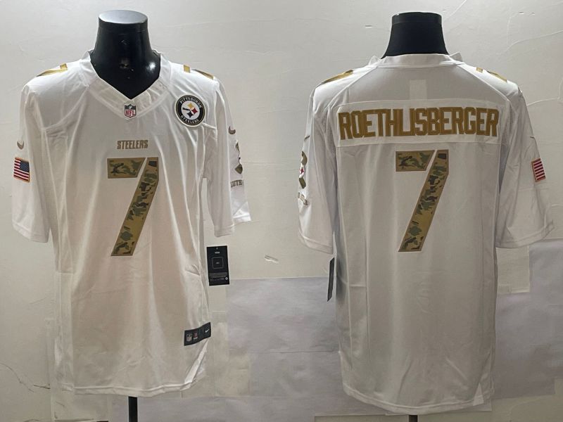 Men Pittsburgh Steelers #7 Roethlisberger White admiral 2024 Nike Limited NFL Jersey style 3